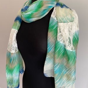 Feminine Scarf Lace Aqua/Greens Pretty